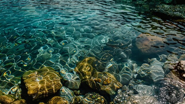 a body of water with rocks