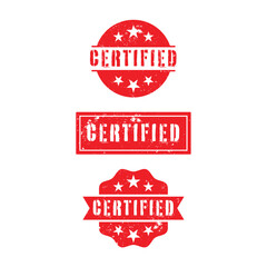 Grunge Certified Rubber Stamp Set Vector Design.