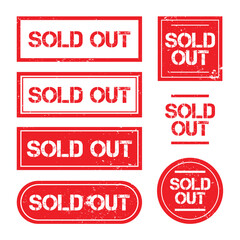 Sold Out Grunge Rubber Stamp Set Vector Design.