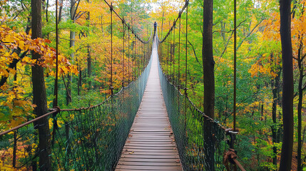 Obraz premium Canopy walkway suspended high in the trees, offering a unique perspective of the forest