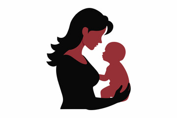 Vector design of realistic mother and baby on white background