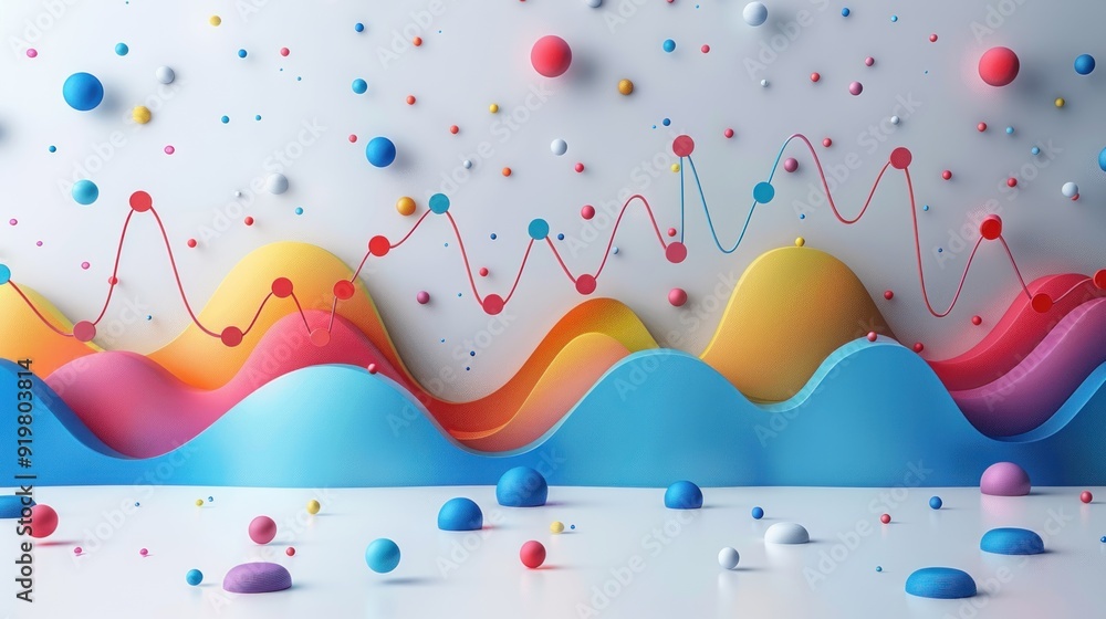 Poster abstract 3d colorful waves with lines chart