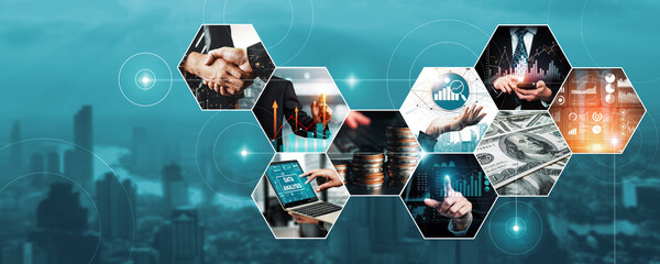 Futuristic business digital financial data technology concept for future big data analytic and...