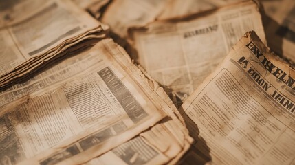 Naklejka premium Vintage Newspapers on Table