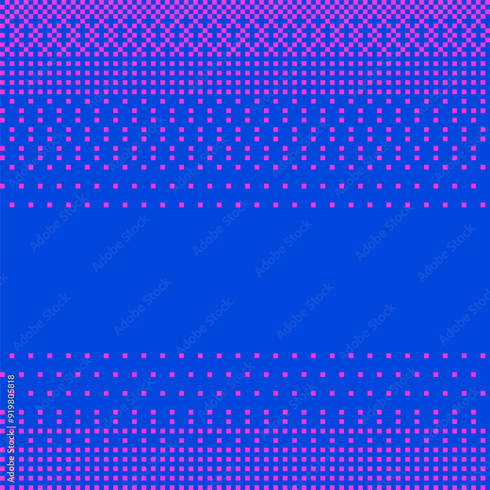 Poster 80s pixel halftone gradient seamless pattern. texture of squares with fading dithering. repeating bi