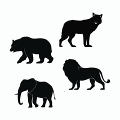 Wild animals silhouette set vector template illustration