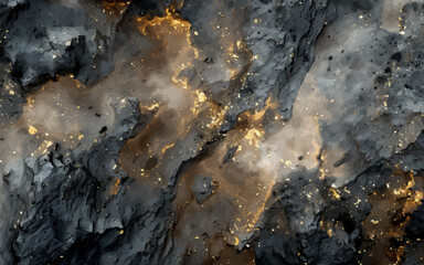 Stone texture with golden glitter. Mountain abstract terrain. Elegant background for flyers, business cards, websites. EPS 10