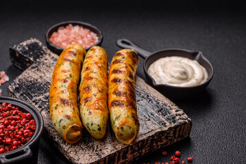 Delicious fresh vegetarian sausage or sausage made from vegetable protein tofu or seitan legumes