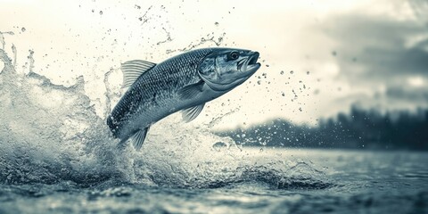 Fototapeta premium Large fish jumping out of water