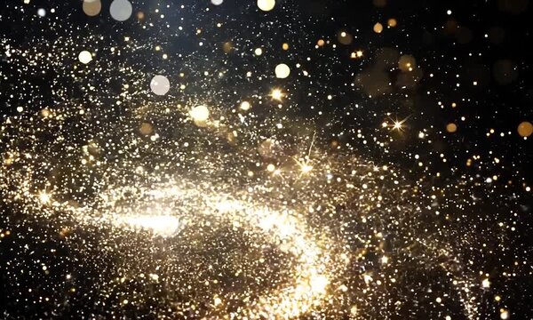 Black bokeh golden glitter, banner background for special day or month like the oscars, black friday, New Year, Decoration Day, or christmas
