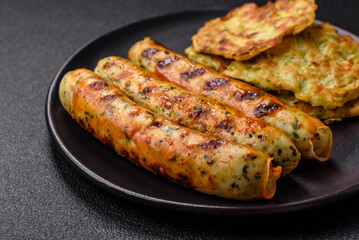 Delicious fresh vegetarian sausage or sausage made from vegetable protein tofu or seitan legumes