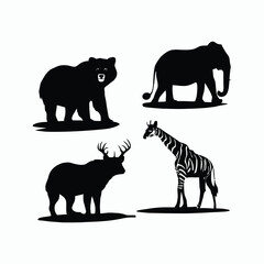 Fototapeta premium Wild animals silhouette set vector template illustration
