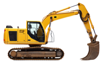 PNG Wheeled excavator white background construction.