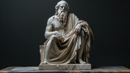 Obraz premium Marble Sculpture of a Seated Man