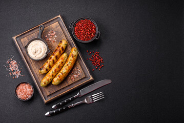 Delicious fresh vegetarian sausage or sausage made from vegetable protein tofu or seitan legumes