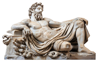 Naklejka premium PNG Ancient reclining marble god statue