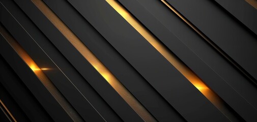 Obraz premium Abstract black and gold diagonal stripes with light.