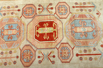 Textures and patterns in color from woven carpets