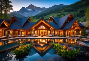 Obraz premium luxurious landscapes exquisite accommodations showcasing lavish natural beauty elegant design elements, nature, scenery, view, environment, landforms