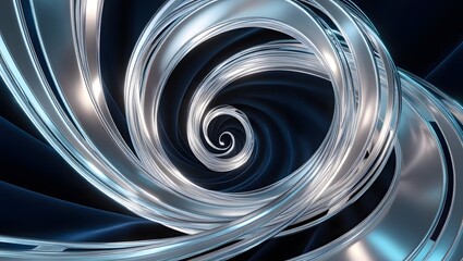 Elegant silver and blue swirl backdrop showcasing a spiral design, offering a modern and artistic visual experience. GENERATIVE AI
