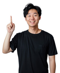 PNG  Happy man pointing upward