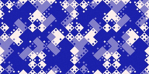 Faded electric blue glitch geo washed effect seamless border. Indigo dye grungy blotched distress abstract washi tape texture repeat. 