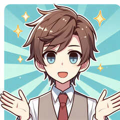 Illustration of a wondering handsome boy.