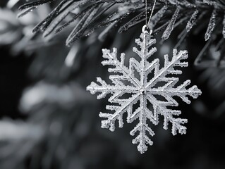 Snowflake Ornament on Tree