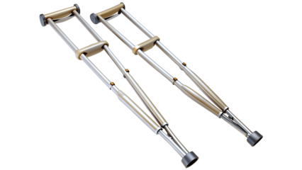 PNG aluminum crutches with rubber tips isolated transparent