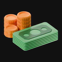 Premium finance money icon 3d rendering on isolated background