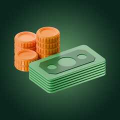 Premium finance money icon 3d rendering on isolated background