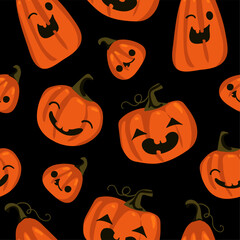 Seamless pumpkin face patterns halloween patterns