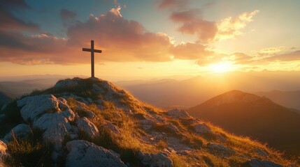 Mountain Sunset Cross