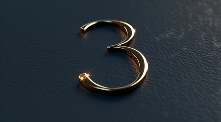 Naklejka premium A stylish and elegant depiction of the number 3 rendered in luxurious gold, perfect for luxurythemed designs