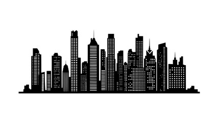 Obraz premium High-rise buildings with reflective glass facades, varying heights, geometric designs, vector illustration art