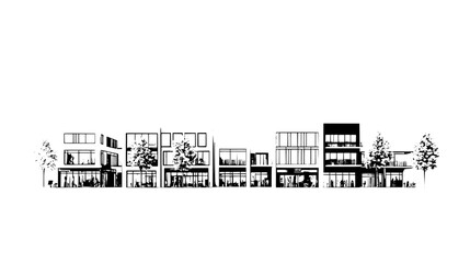 Naklejka premium Digital render of mixed-use development with retail spaces and residential units, vector illustration art