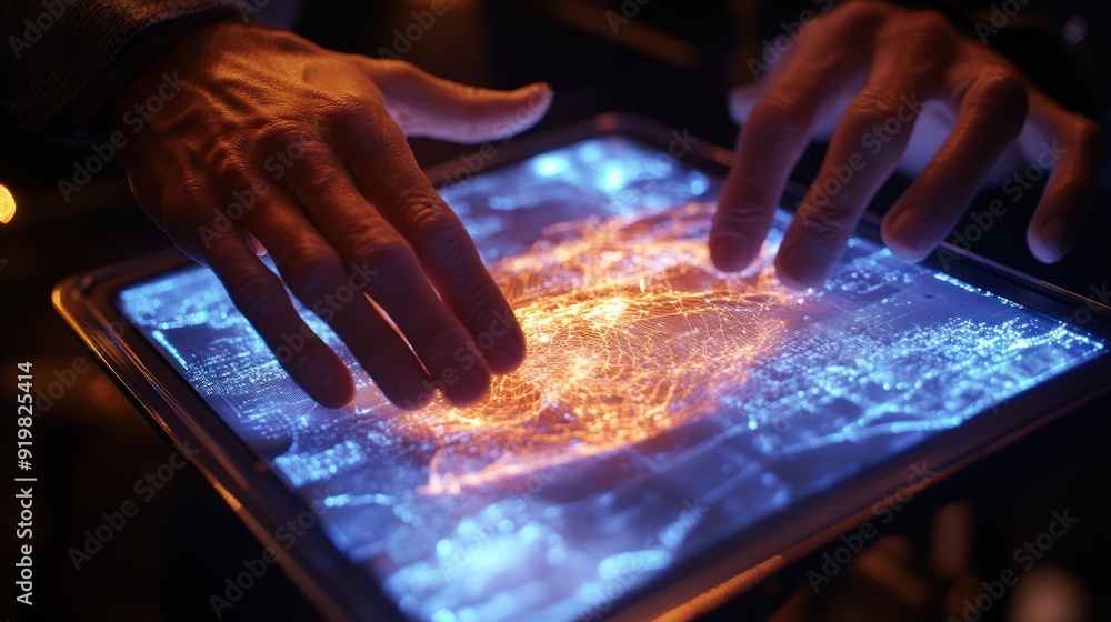Poster interactive map visualization on tablet