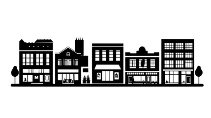 Fototapeta premium Mixed-use buildings with storefronts on the ground level along a street, vector illustration art