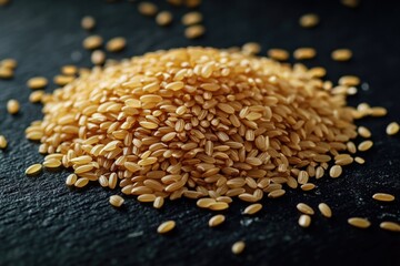 Fototapeta premium Sesame seeds on black surface