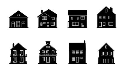 Fototapeta premium Set of duplex houses sharing a central wall and having private entrances, vector illustration art