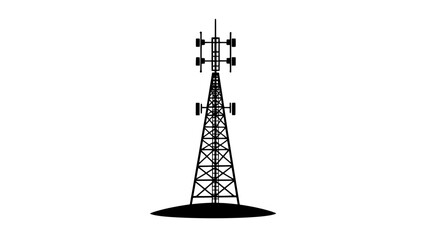 Telecommunications tower for broadcasting and communication services, vector illustration art