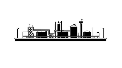 Obraz premium Water treatment plant with clarifiers, filtration units, and a series of connected reservoirs, vector illustration art