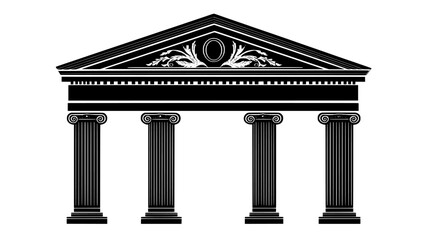 An illustration of a classical pediment with a tympanum, cornice, and supporting entablature, vector illustration art