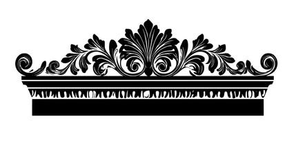 Intricate cornice with floral motifs along the top edge of a building, vector illustration art