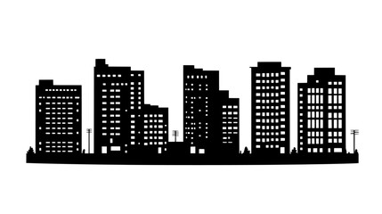 Obraz premium An urban complex featuring interconnected structures with shops, offices, and apartments, vector illustration art