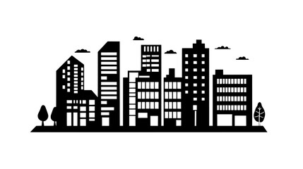 Fototapeta premium Urban complex with shops, offices, and residential areas, vector illustration art