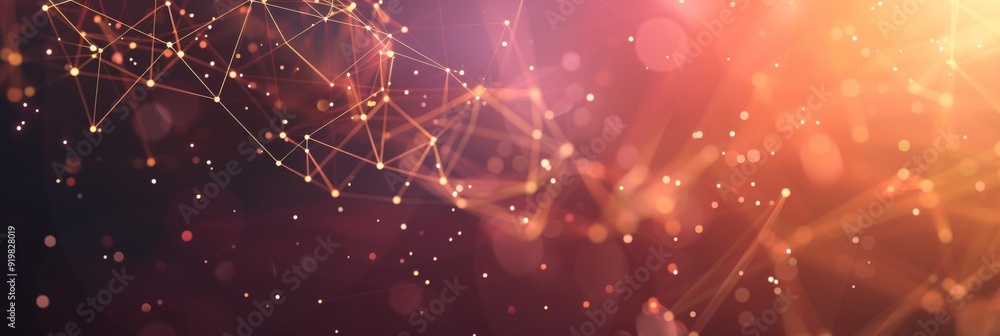 Poster an enchanting dynamic abstract background that features soft glowing lights and intricately intercon