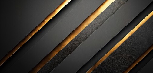 Abstract black and gold geometric background with diagonal lines.