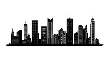 Fototapeta premium Famous skyscraper dominating skyline with high-rise buildings and river below, vector illustration art