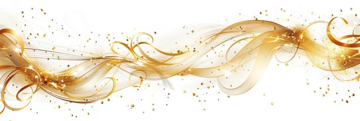 Golden Cursive Calligraphy Celebrating New Year With Elegant Swirls and Sparkles